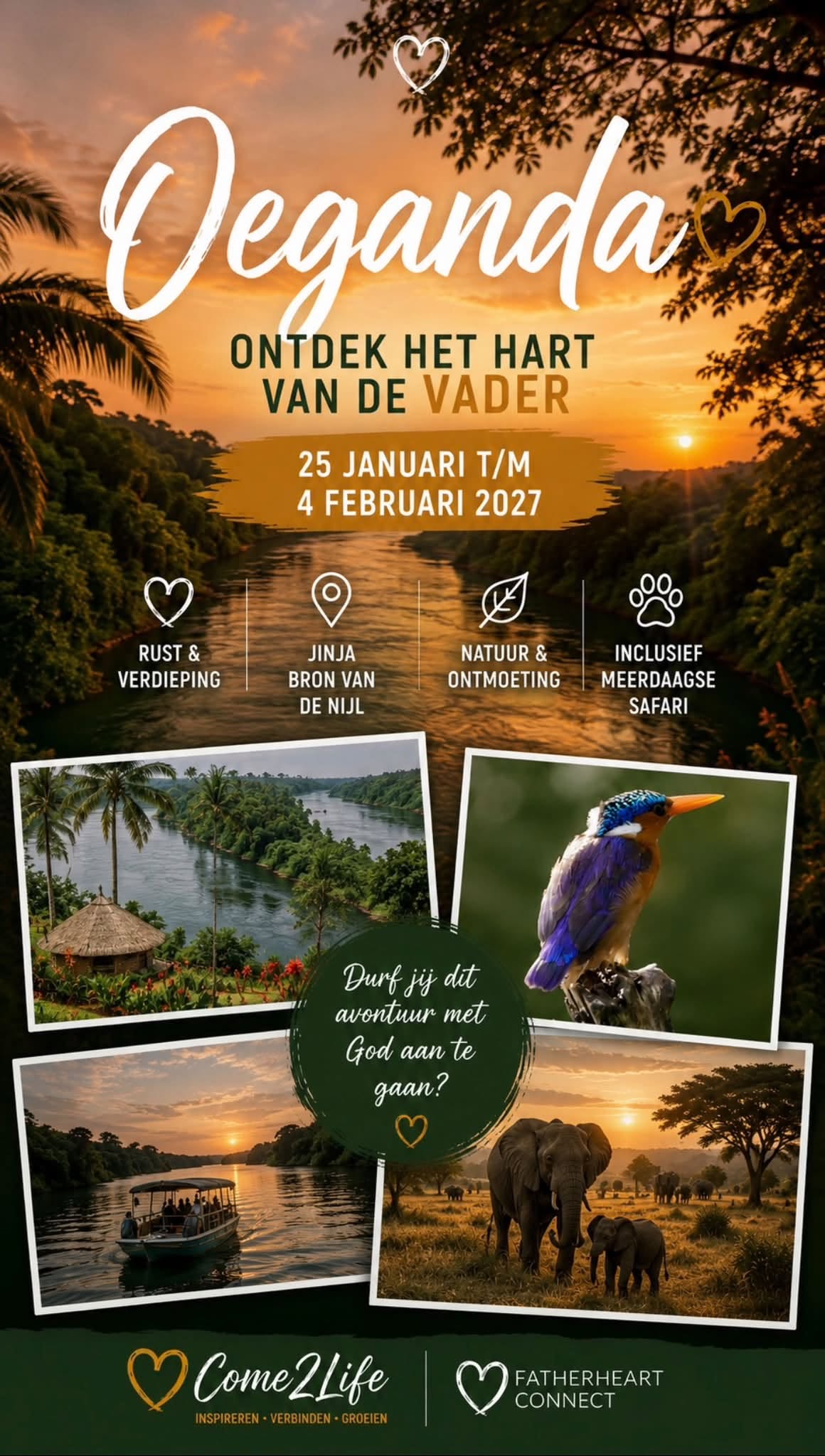 De natuur van Oeganda bij zonsondergang